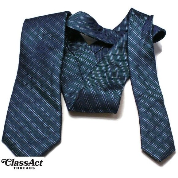 JOS A BANK 1905 Silk Tie Men's Blue plaid Necktie 2.75" Wide - Picture 5 of 5